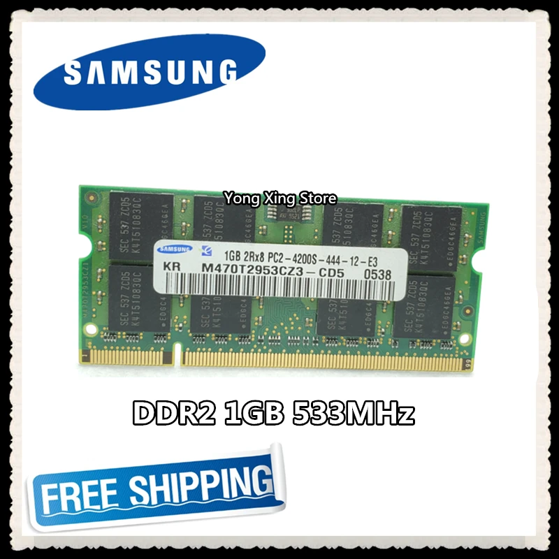 Samsung DDR2 1 Гб 2 Гб 533 МГц PC2-4200S DDR 2 533 1 г ноутбук памяти ноутбук оперативная память 200PIN SODIMM