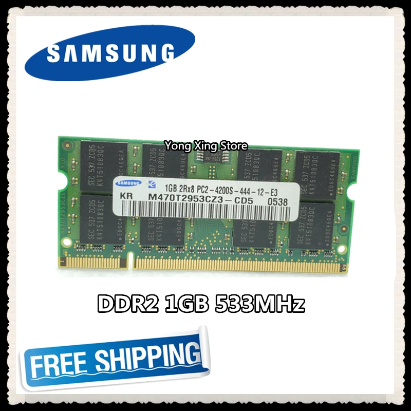 

Samsung DDR2 1GB 2GB 533MHz PC2-4200S DDR 2 533 1G notebook memory Laptop RAM Original 200PIN SODIMM