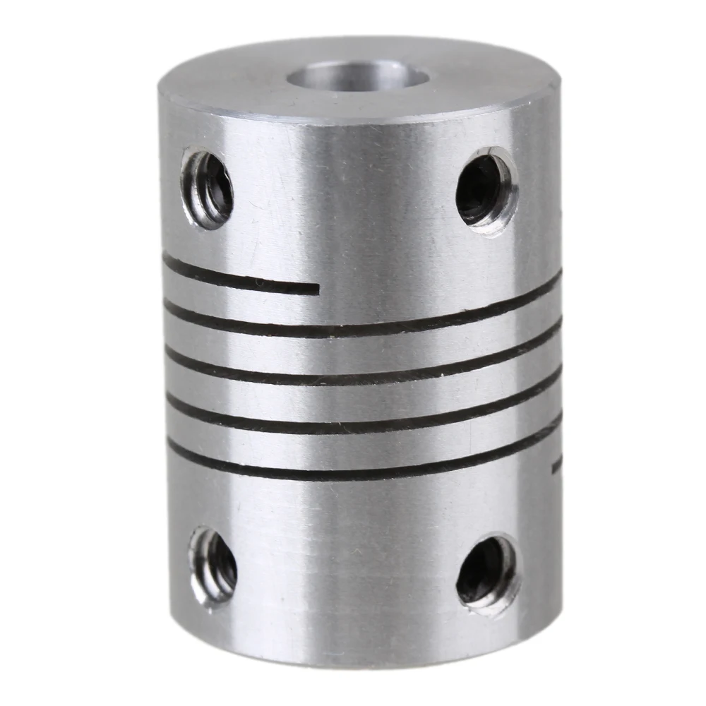 Silver Flexible Shaft Coupling 5mm to 6.35mm Aluminum Outer Diameter