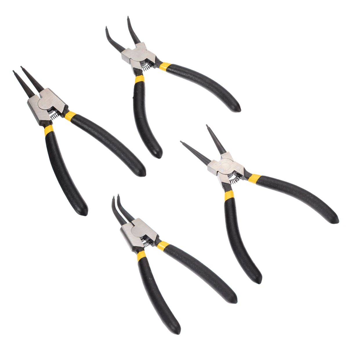 4pcs Straight/Angled Circlip Pliers Snap Ring Plier Set 6" Portable Internal External Ring Remover Retaining Curved Tip Plier