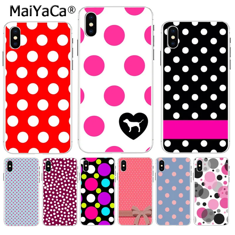

MaiYaCa Red and Pink Polka Dots Soft TPU silicone Luxury Phone Accessories cover for iPhone 8 7 6 6S Plus X XS max 5 5S SE XR