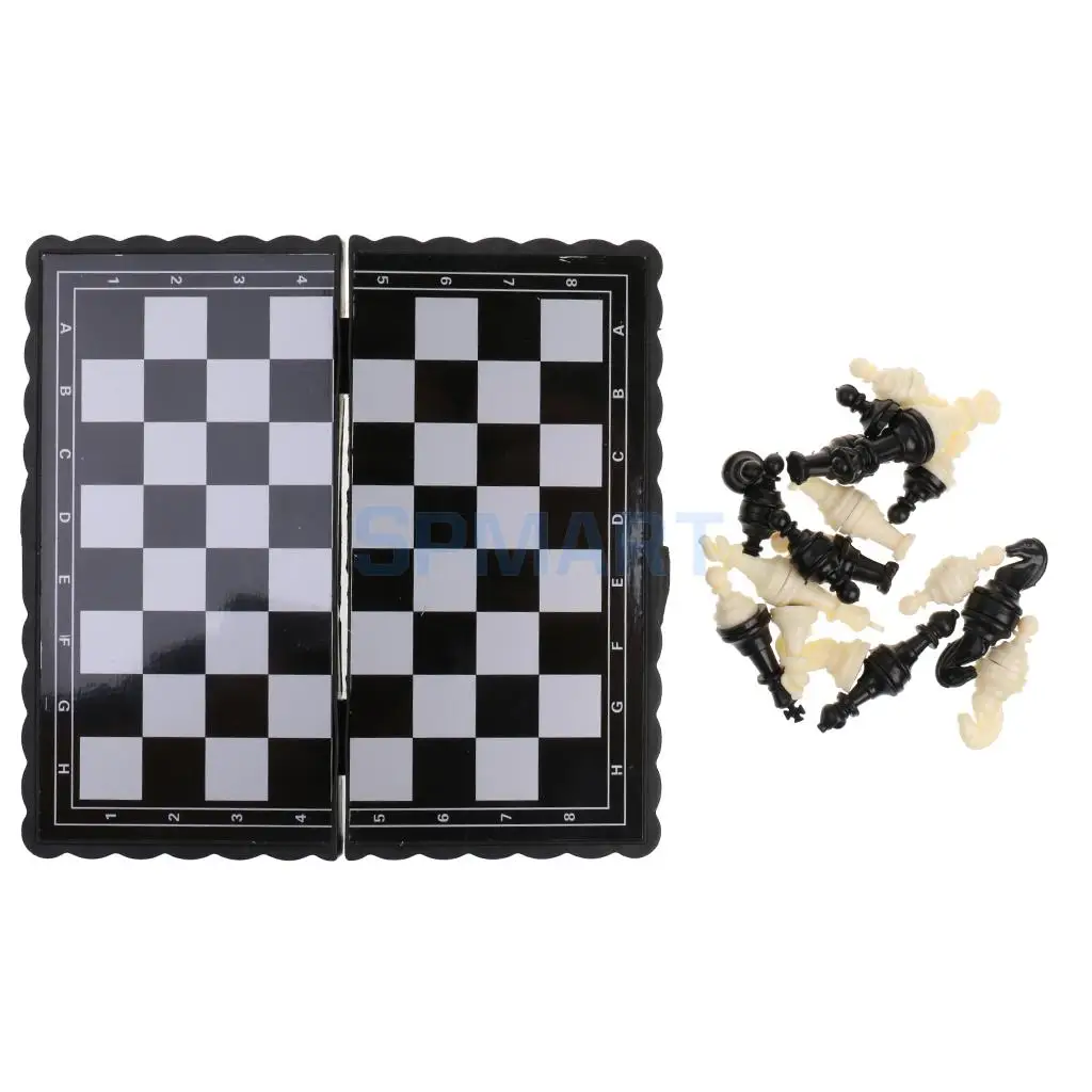 MagiDeal Pocket Magnetic Chessmen Plastic Mini Folding Chessboard Chess Set for Family Friends Party Board Game Kids Puzzle Toy