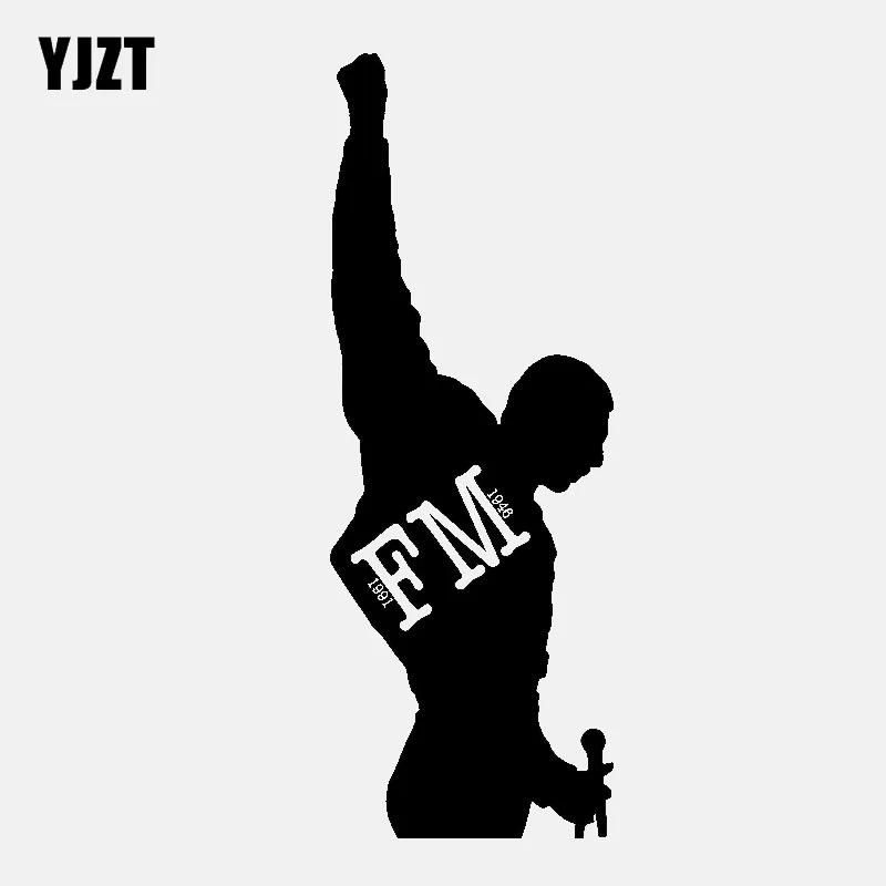 

YJZT 5.5CM*15.2CM Freddie Mercury FM QUEENS Car Sticker Vinyl Decals Black/Silver C3-0564