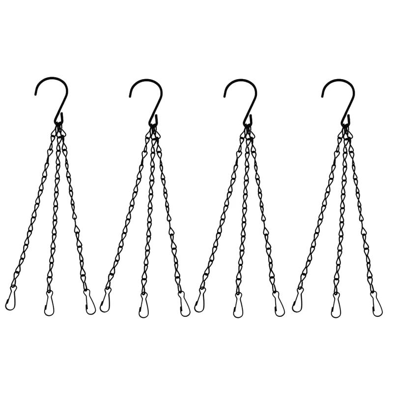 High 5Pcs Flower Pot Hanging Chain Basket Flower Pot 3 Point Garden Plant Hanger with Hooks LG66