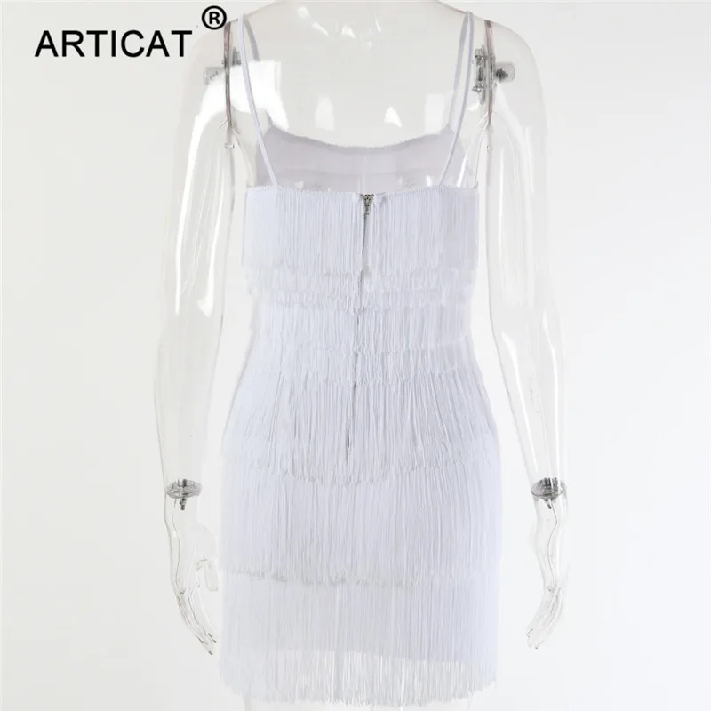 Articat/пикантные вечерние платья без бретелек с кисточками; женское облегающее мини-платье на бретельках; вечерние платья белого цвета с открытой спиной; летнее платье Vestidos