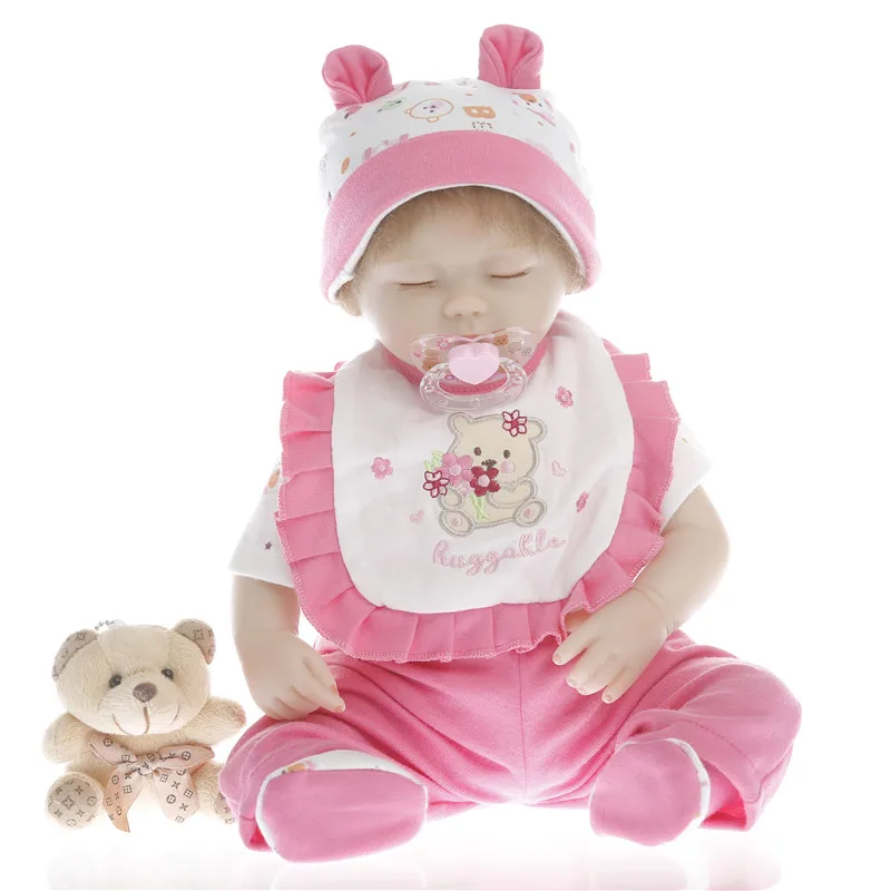 SanyDoll 16 дюймов 40 см силиконовые детские куклы реалистичные reborn розовый костюм