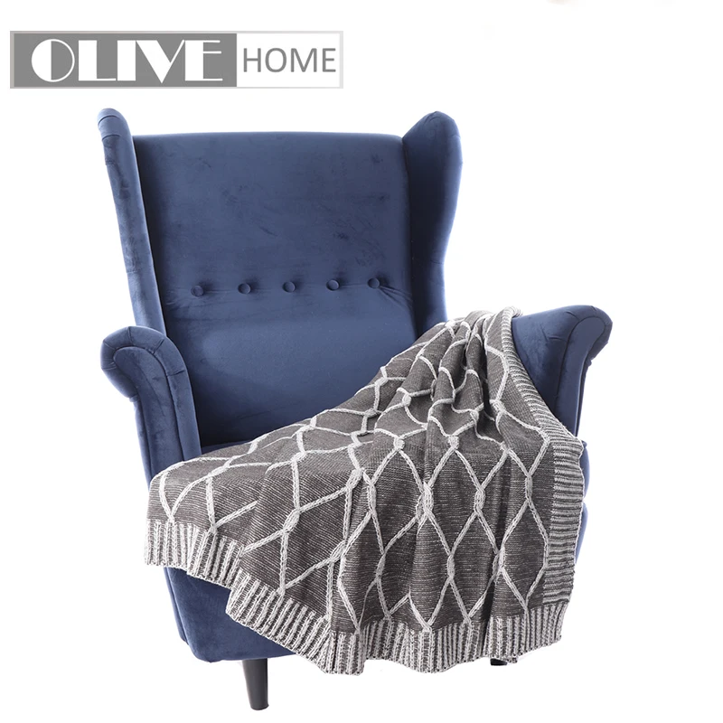 

Battilo Retro Soft Knitted Geometric Patterns Throw Blanket, 51" by 59"