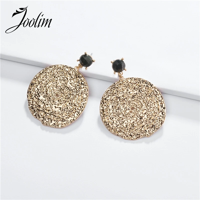 

Joolim Natural Stone Gold Color Texture Gold Earring Statement Party Earring