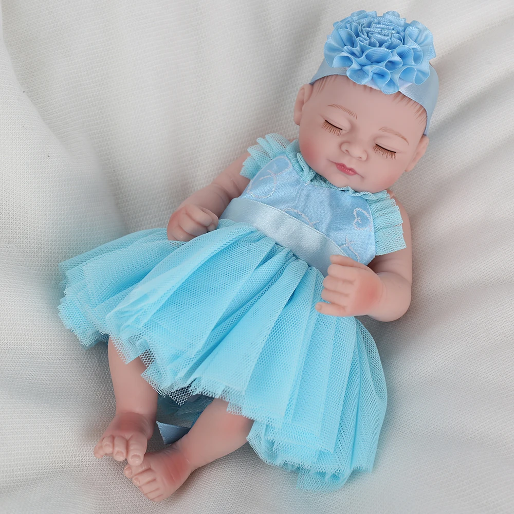 Reborn Sleeping Baby Doll 10 Inch Cute Whole Body Silicone Girl