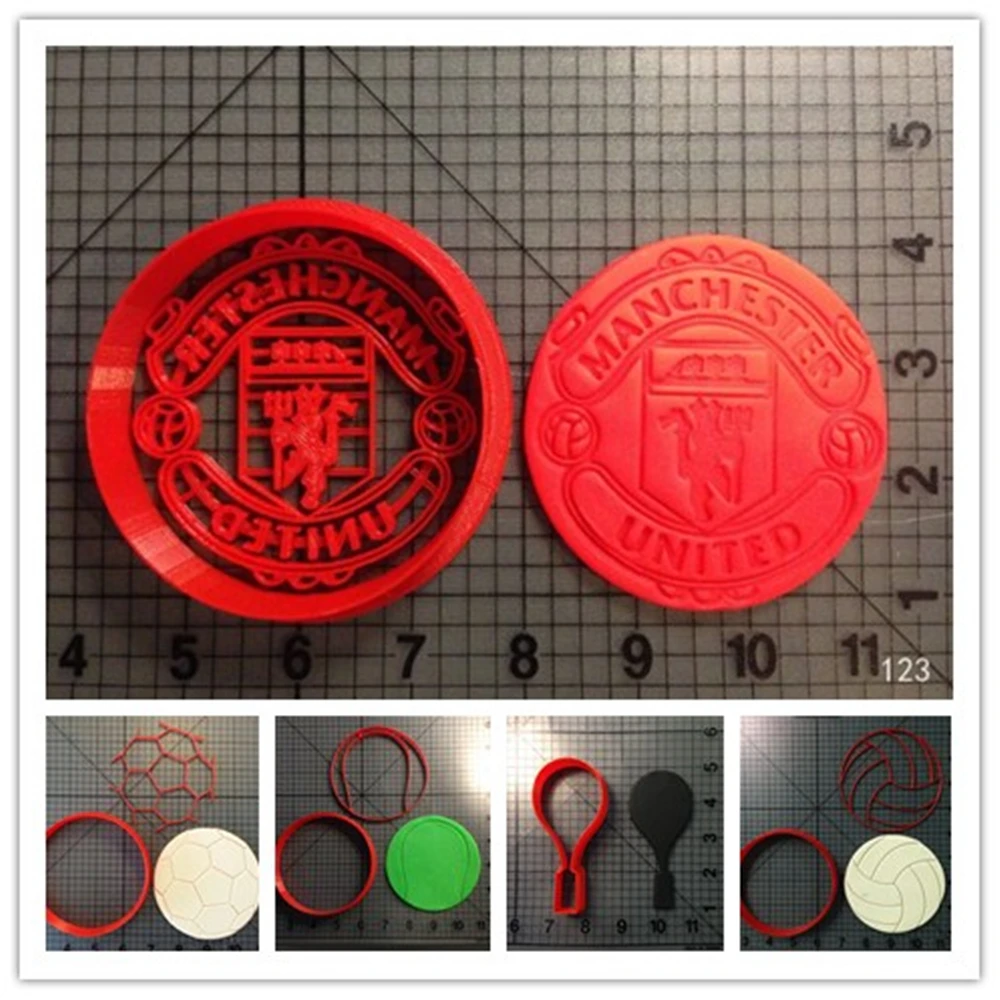 

Sports Soccer Tennis Volley Ball Series Fondant Cupcake Top Made 3D Printed Cookie Cutter Set