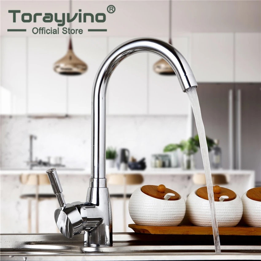 Torayvino 360 Поворотный хромированный полированный кухонный кран с одной ручкой