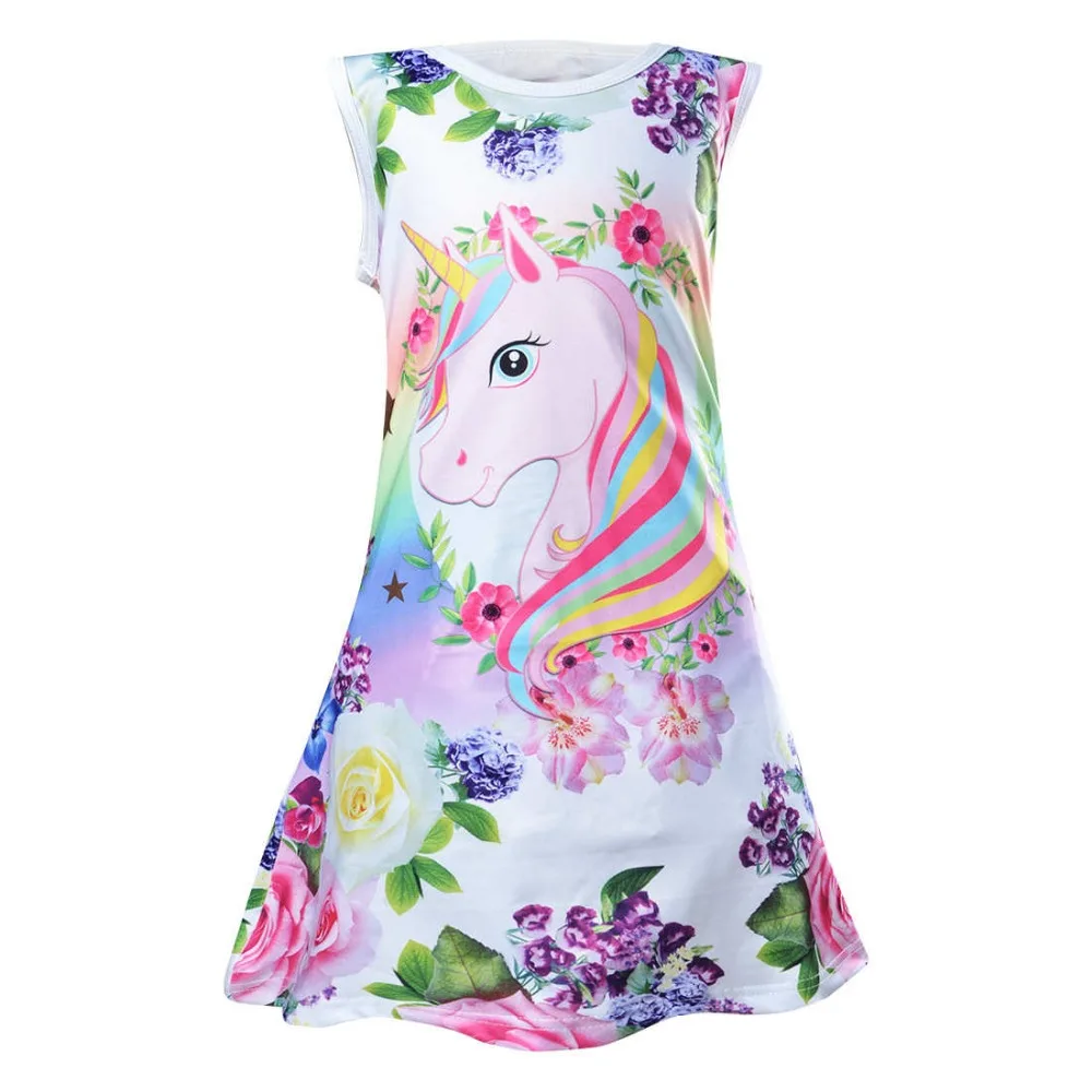 High Quality Unicorn Dress Baby Girls Summer Sleeveless Butterfly Kids Princess Dress For Birthday Christmas Dresses Clothes