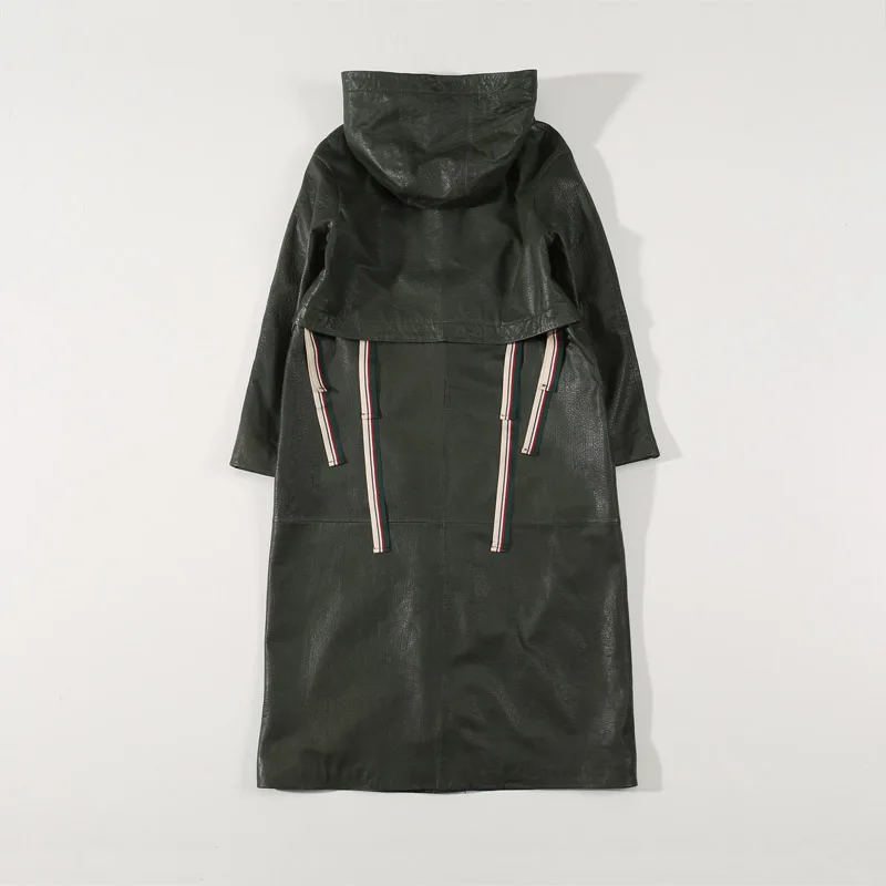 2019 New Arrival Real Leather Jacket Drawstring Genuine Leather Jacket Women Plus Size Hooded Lambskin Leather Coat for Women