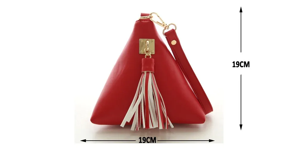 Triangle Shape Day Clutch Women Evening Bag PU Leather Wristlet Purses Tassel Small Handbags Herald Fashion New Arrivals