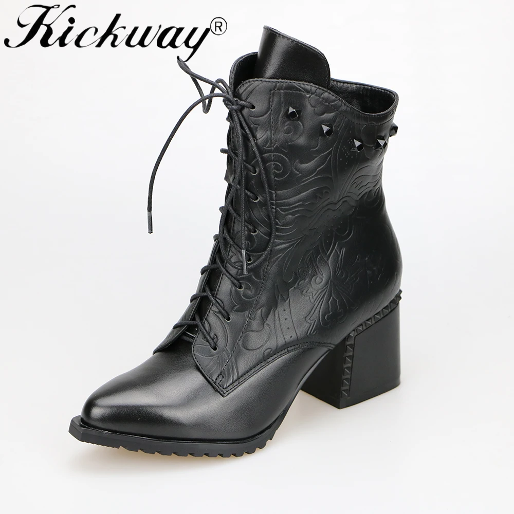 Kickway/женские ботильоны Женские ботинки больших размеров 34 43 botas mujer invierno Коллекция