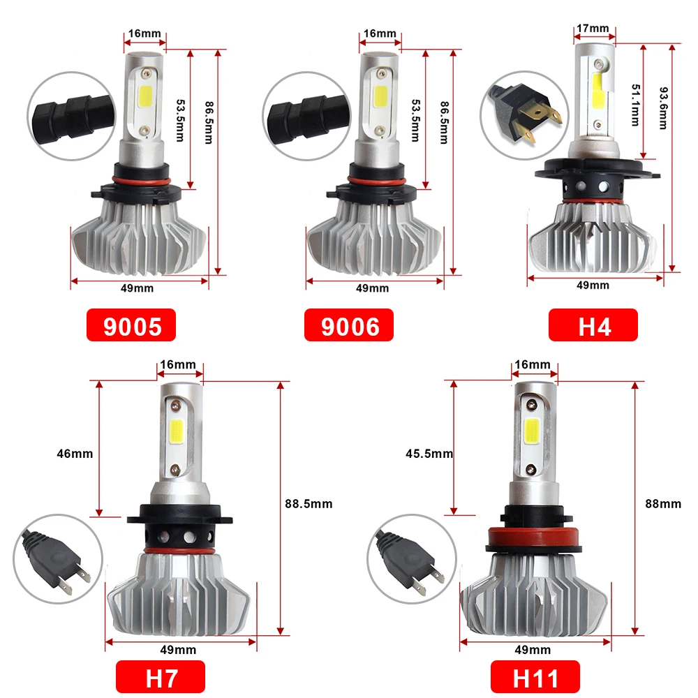 Лампа светодиодная CO светильник H4 H7 H11 9005 9006 60 Вт 6500 К 12 В 24 В|led headlight bulb|led h7headlight bulb |