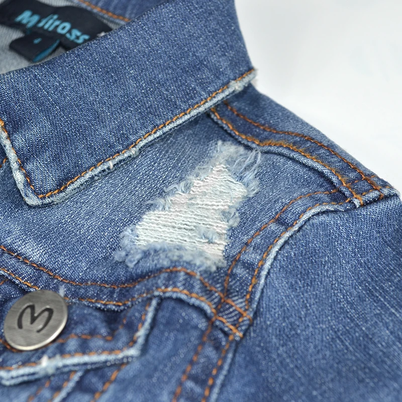 7Kids Girls Ripped Denim Coat Broken Hole Jackets Windbreakers Warm Outwear Top