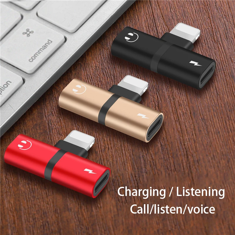 

For iPhone Xs Max 7 8 Plus Audio Earphone Charging Dual Adapter 2in1 Splitter For Lightning Jack to Earphone AUX Cable Connector