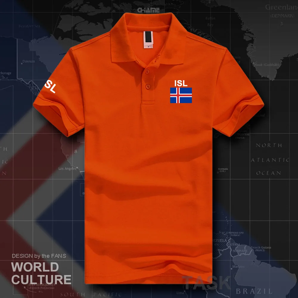 Iceland polo shirts men short sleeve white brands printed for country