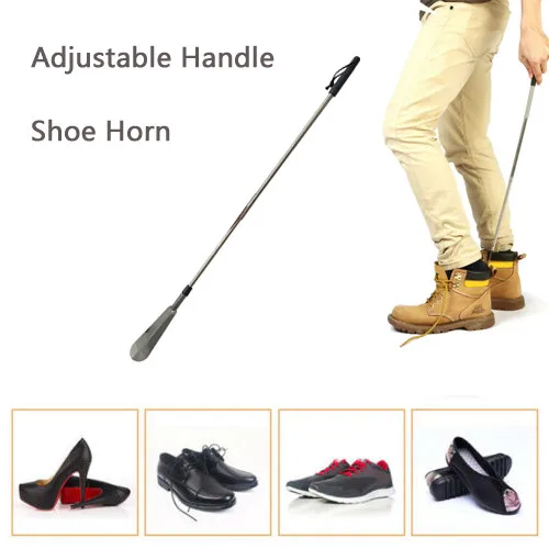 

Stainless Steel Shoe Horn Adjustable Long Handle Shoehorn Useful Shoe Lifter Professional Shoe Spoon Home Tools #YL