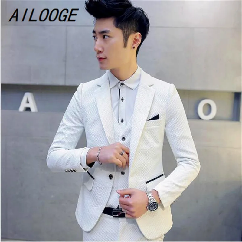 AILOOGE Men's Suit Jacket Pure White Wedding Dress Plus Size Formal