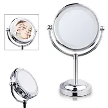 6/7/8 Inch Double-Sided Lighted Cosmetics Mirror with LED Light and 3X Magnification Swivel Table Top Illuminated Makeup Mirror