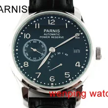 Мужские механические часы Parnis с черным циферблатом и серебряной иглами из нержавеющей стали, мужские автоматические часы s 43 мм