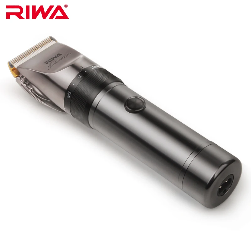 

Riwa professional hair clipper fast charging silver cool shape lithium battery titanium ceramic blade hair cutting machine X9