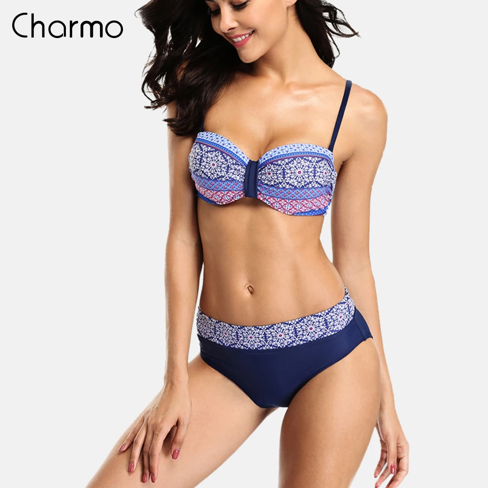 Женский комплект бикини с цветочным принтом Charmo винтажный купальник на