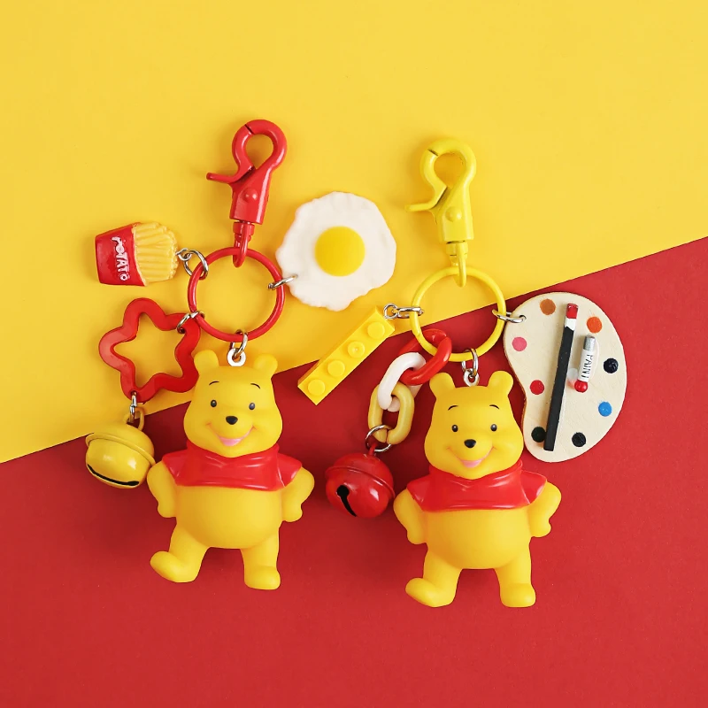 

Cartoon Anime 2019 Winnie Bear Keychain PVC Keychain action figure pendant Keyring Collection toy