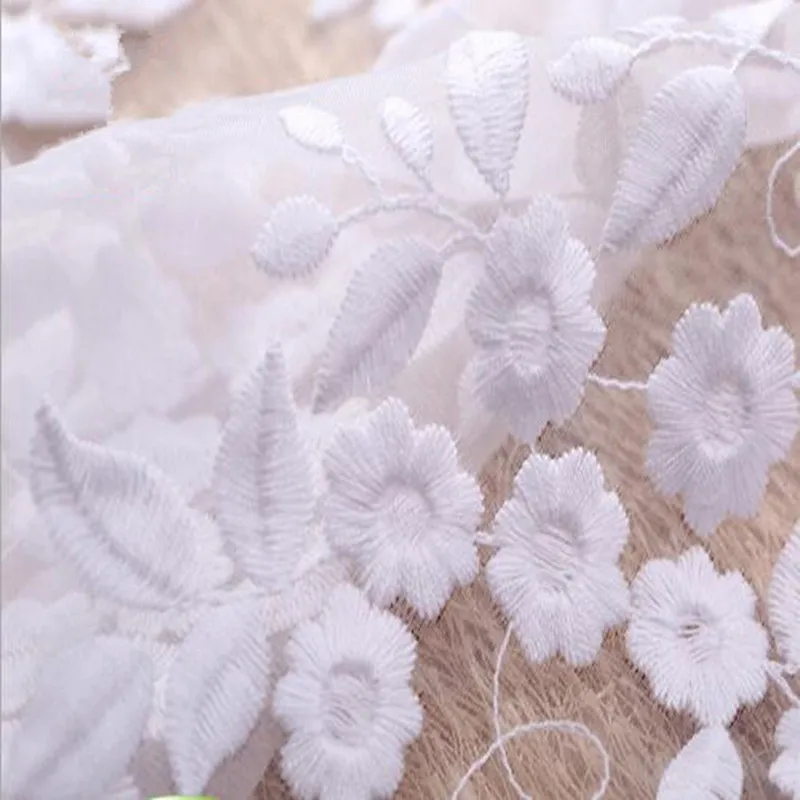 3 ярда 125 см белый/черный/желтый/синий органза вышивка кружевной ткани Отделка одежды аксессуар