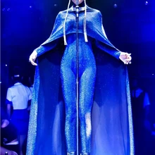 Сексуальный женский комбинезон, плащ, комплект одежды из двух предметов, Женский танцевальный наряд, яркие блестящие вечерние костюмы для выступлений, одежда для певицы, костюм для шоу