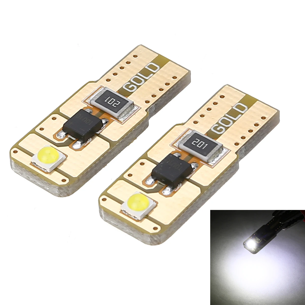 

1 Pair 12-24V T10 W5W 194 168 3030SMD LED Bulb Canbus No Error Car Interior Door Side Marker Light 6000K White