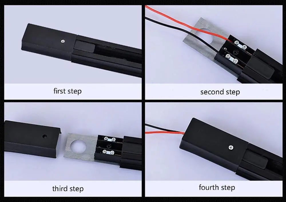 Дорожное освещение 0,5 м 1 м трек соединители рельсов алюминиевый провод лампа, крепление к рейке приспособление 2 провода Алюминиевый рельс