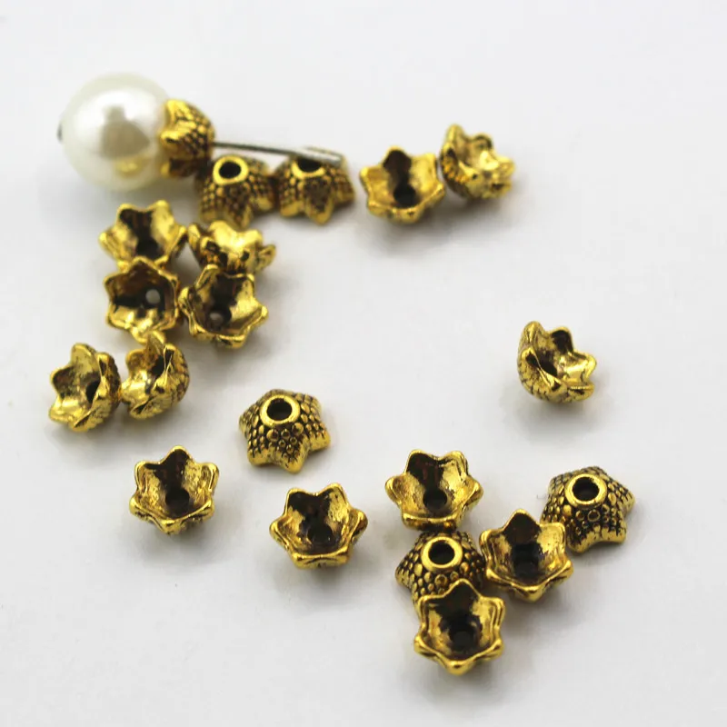 

LASPERAL 120pcs Ancient Gold Tone Flower Bead Caps Pendant DIY Jewelry Findings Fit Beads Jewelry Accessories 0.7mm*0.7mm