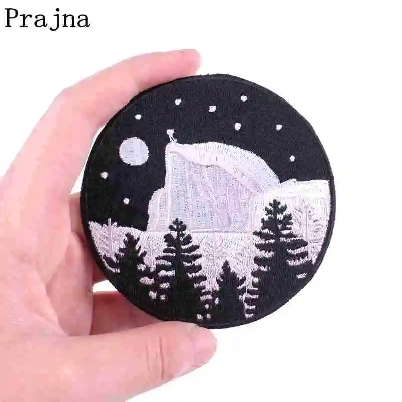 

Prajna DIY Outdoor Camping Patches Embroidered Patches For Clothing Iron On Nature Forest Patch Badges Accessories For T-shirts