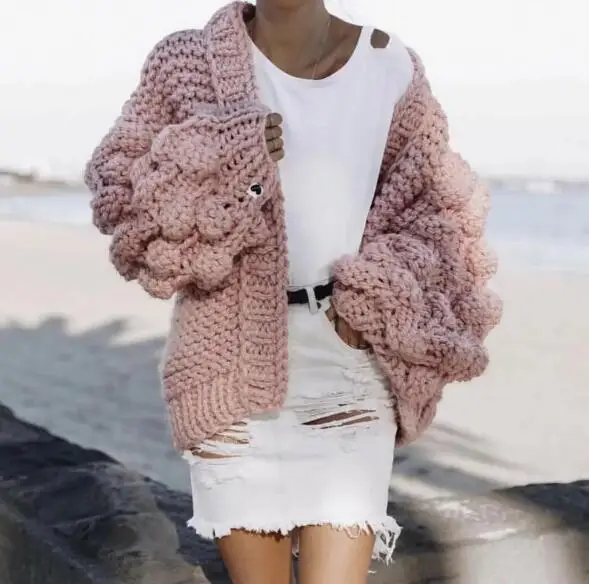 2019 Autumn Winter women sweater ball lantern sleeved cardigans female knitting pull Coarse lazy cadigans women sweater jumper 2019 Autumn Winter women sweater ball lantern sleeved cardigans female knitting pull Coarse lazy cadigans women sweater jumper
