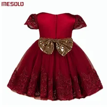 Коллекция года, новая одежда для маленьких девочек платье принцессы, одежда бальное платье с короткими рукавами и кружевным бантом, вечерние платья-пачки нарядное платье для маленьких детей, От 0 до 7 лет