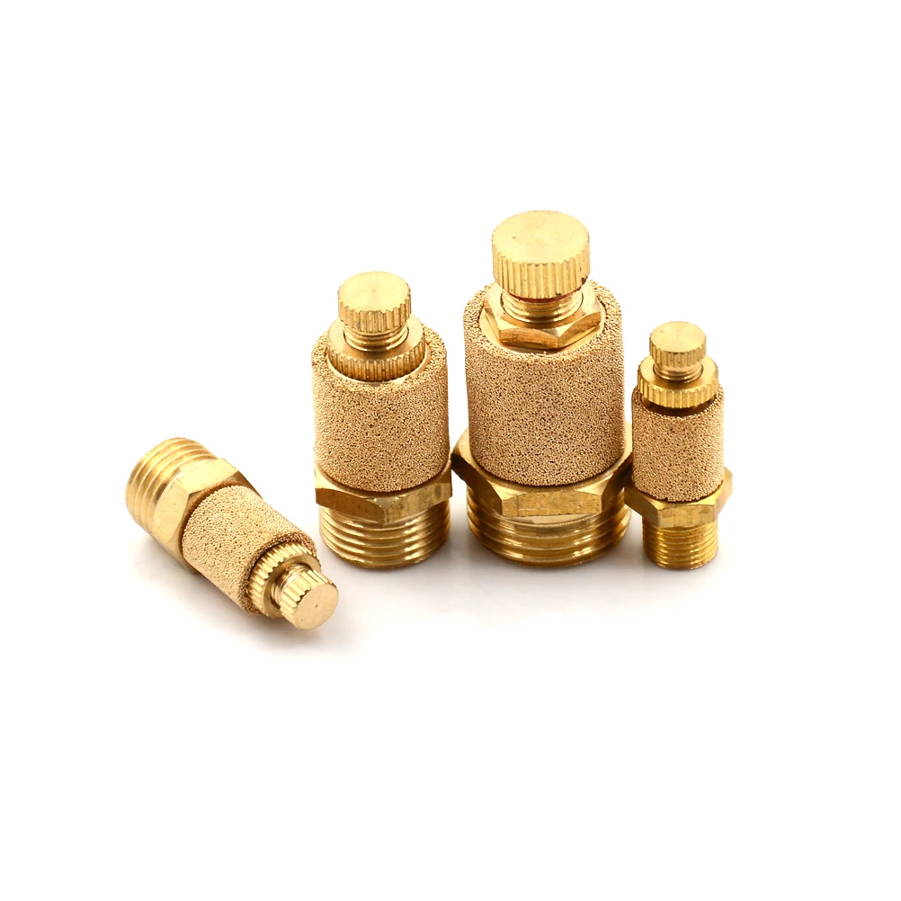 

1/8" 1/4" 3/8" 1/2" Pneumatic Muffler Silencer Filter Flow Speed Controller Sintered Bronze Copper Connector Silencer