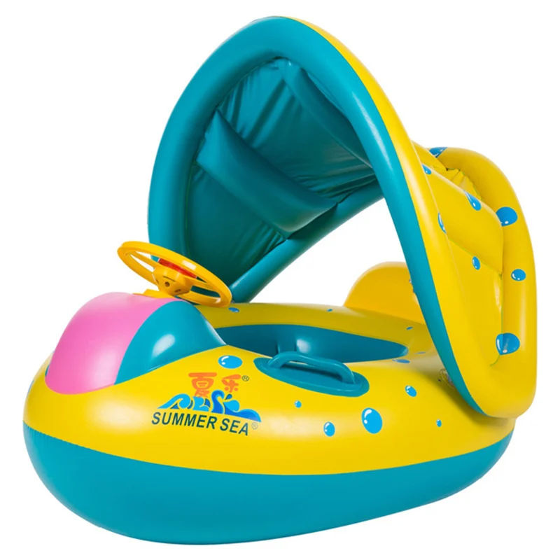 Детское надувное кольцо для плавания с фламинго, надувное кольцо для плавания, лодка, плот, бассейн, для купания, забавные пляжные игрушки для детей 2-6 лет - Цвет: Sunshade Ring