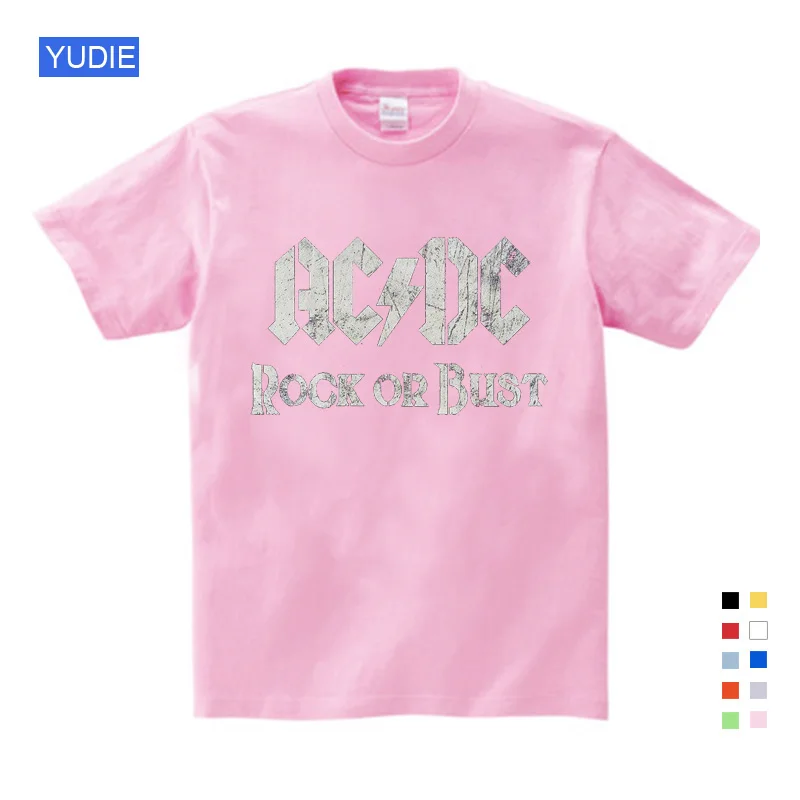 Футболка с принтом «Группа AC/DC Rock» для мальчиков и девочек, короткая футболка с круглым вырезом, топы с принтом «тяжелый металл», Детская футболка, модная новинка - Цвет: T-shirt