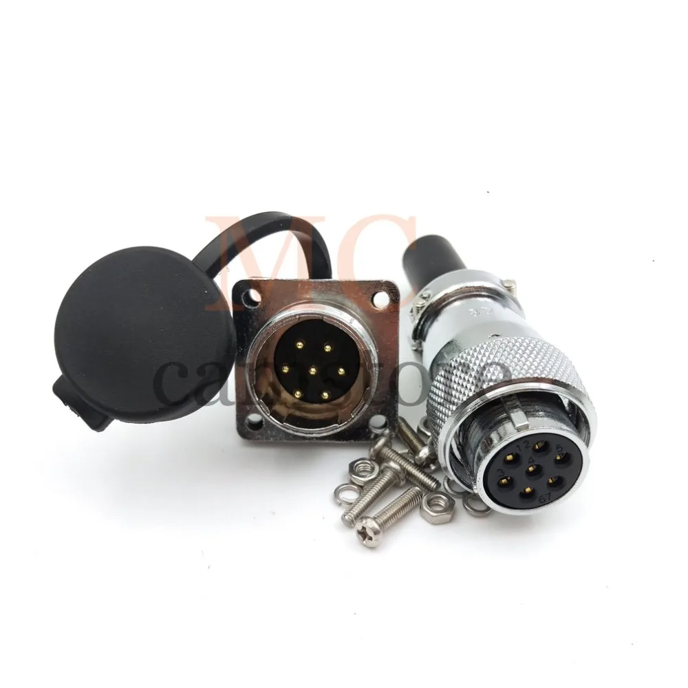 WS20, 7 pin Waterproof aviation connectors, (plug)Female and (socket