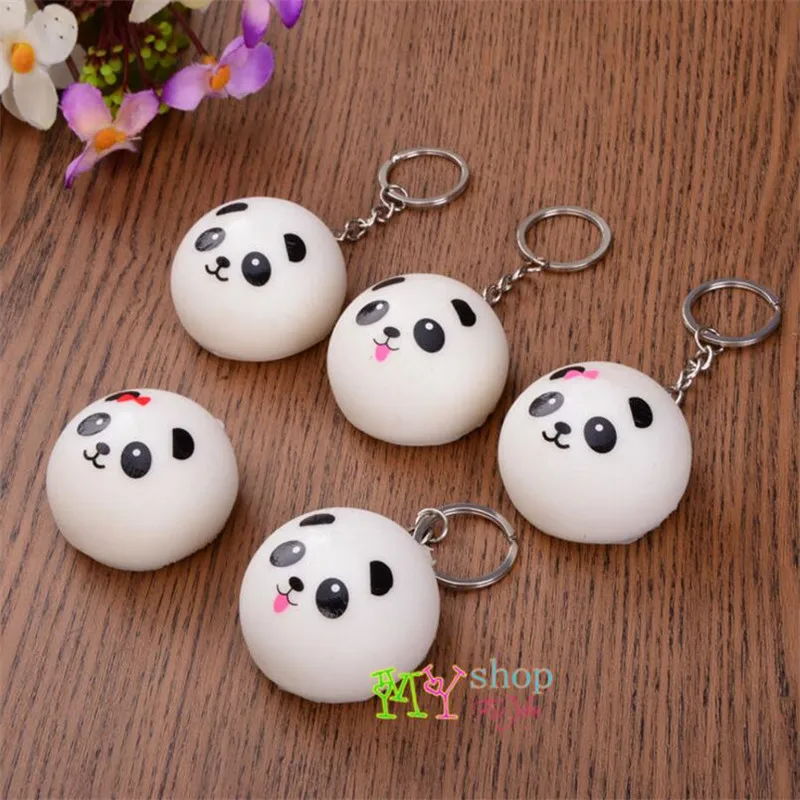 

Cute Cartoon Squishy Panda Keychain Key Cover Anime Cartoon Soft Toy Doll keyring Kawaii Present Gift Panda fragrance Key Chains