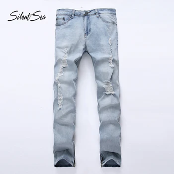 

Silentsea New Arrival Fashion Men Jeans Straight Leisure Quality Biker Jeans Denim Trousers Dsel Brand Ripped Jeans men Pants