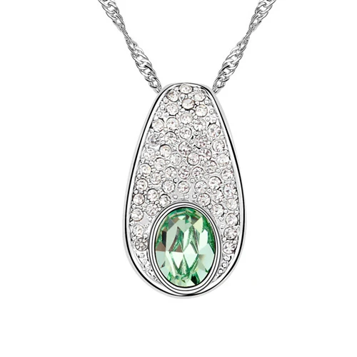 Основной камень Кристаллы из австрийских подвесок ожерелье с родиевым покрытием Заполненные цепи ожерелье ювелирные украшения для женщин#93419 - Окраска металла: 93421