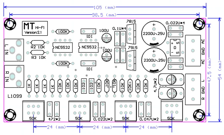 NE5532 OP-AMP HIFI Amplifier Volume Tone EQ Control Board Preamplifier DIY Kits