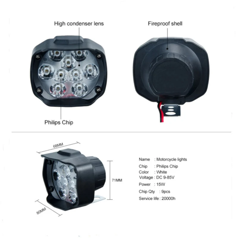 9 светодиодный мотоцикл задний фонарь 9W DC12V супер яркий 1000LM + выключатель