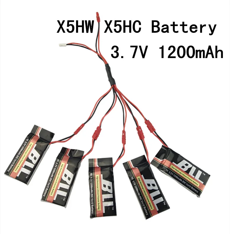5 шт. 3 7 V 1200mah LiPo батарея + 1 points конверсионная линия для SYMA X5HW RC Drone Quadcopter комплект