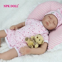 NPKDOLL 22 дюйма Reborn Baby Doll реалистичные, из мягкого силикона Спящая кукла-реборн Интерактивная кукла-Пупс очаровательная игрушка для детей