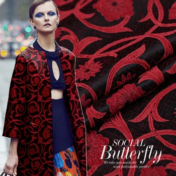 

160m wide 430g/m custom jacquard brocade fashion fabric jacket half skirt clothing cloth three-dimensional flower